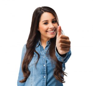 happy young woman okay sign